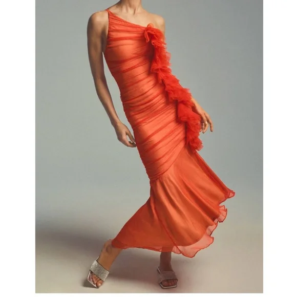 Vineet Bahl Ruched One Shoulder Dress Size XL - Picture 2 of 5